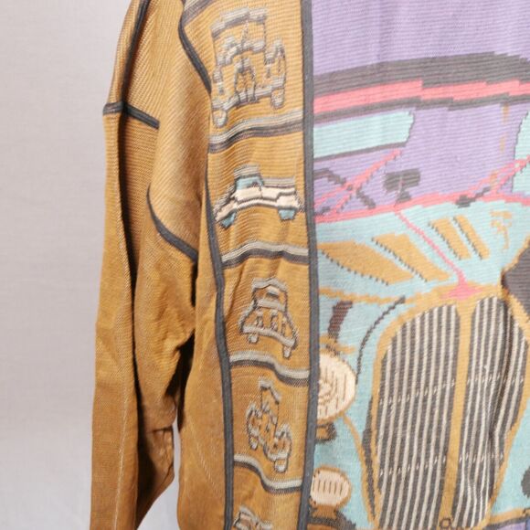 Vintage Vittorio Rocchetti 90s Sweater L Men's Brown Graphic 100% Cotton - Picture 3 of 16